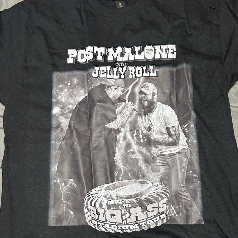 Post Malone with Jelly Roll The Big Ass Stadium Tour Black Graphic Tee